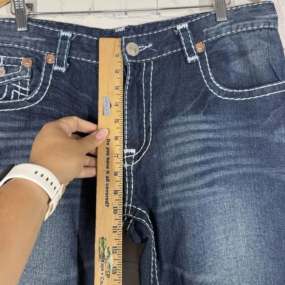 True Religion Johnny Super T Row Seat Jeans Men 38x34 Dark Wash Straight Denim